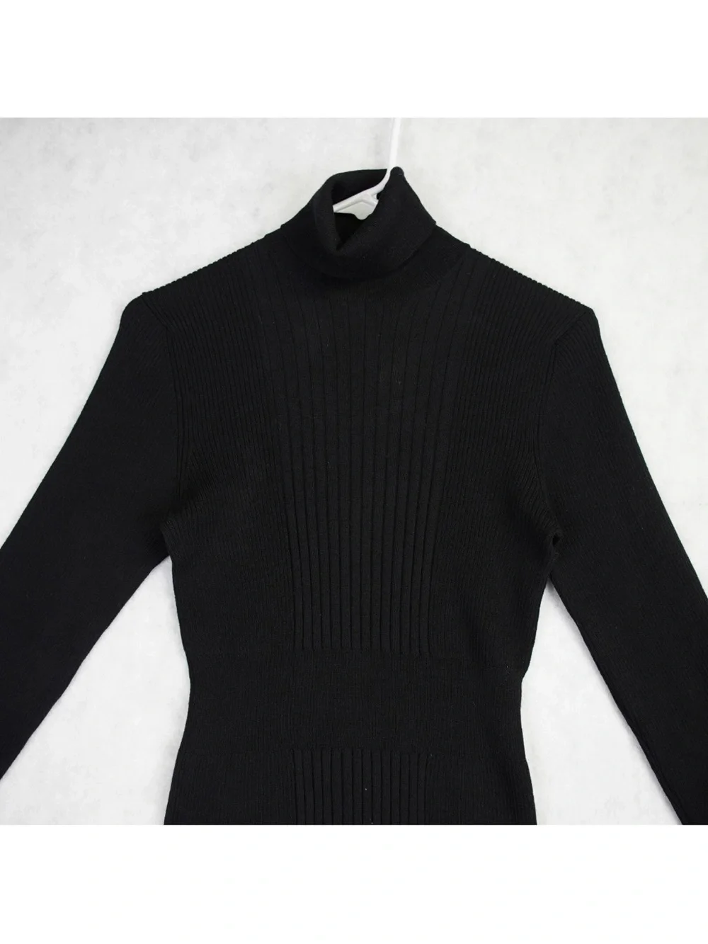 Prada Black Ribbed Knit Turtleneck Sweater Size 44 US Size Medium Luxury Design